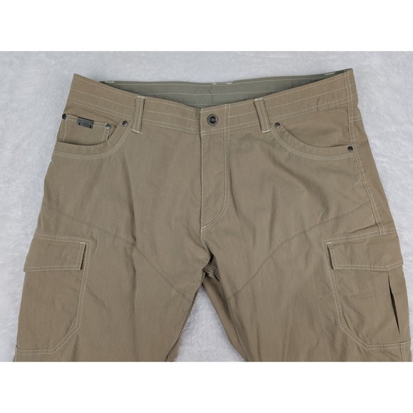 Kuhl Cargo Pants Men's 38x30 Khaki Cotton Blend Flat Front Hiking Workwear - Picture 3 of 14